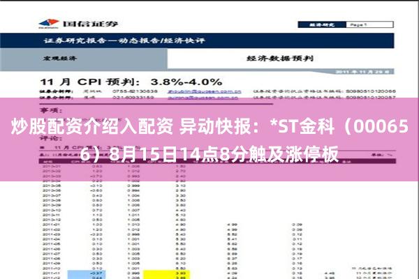 炒股配资介绍入配资 异动快报：*ST金科（000656）8月15日14点8分触及涨停板